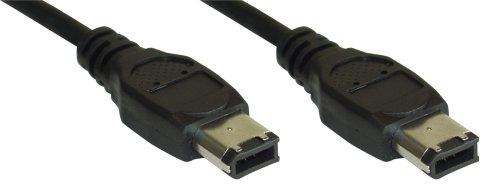6-Pin Firewire Kabel 1m, Sort (34001) fra Inline