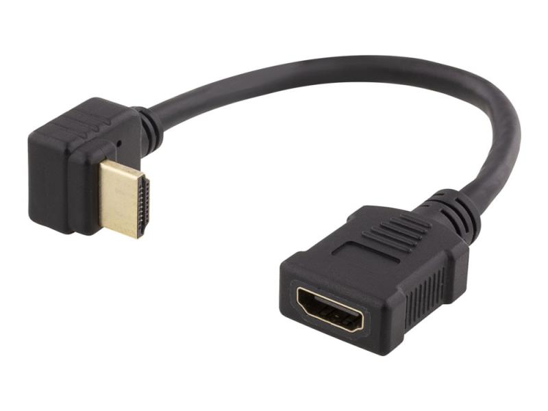 Deltaco HDMI 21E Adapter - Nedvinklet - 20 cm - Sort