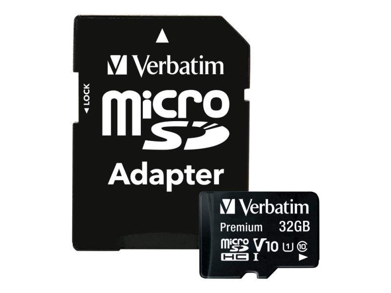 Verbatim 32 GB MicroSDHC Kort med Adapter (Klasse 10)