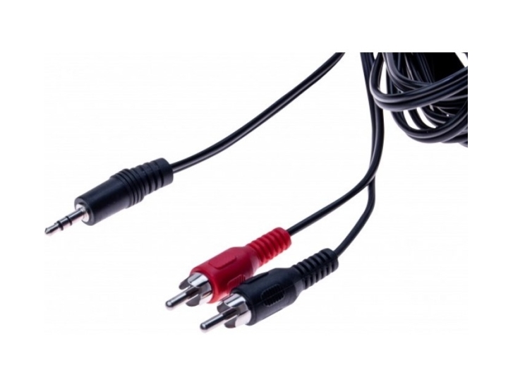 3,5mm Tele-RCA Forbindelseskabel - 5m - Sort