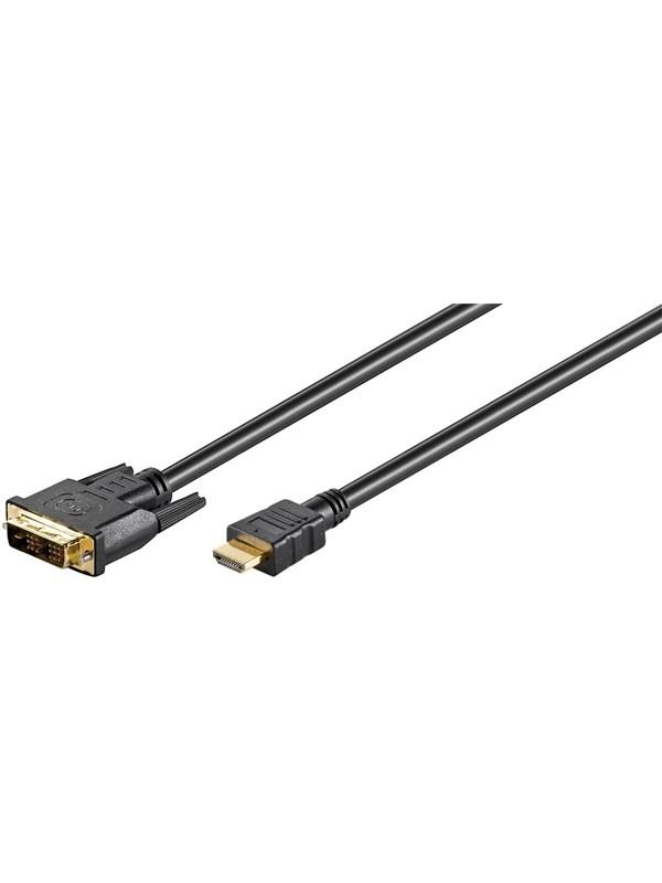 HDMI til DVI-D Skærmkabel 1m - Sort Kvalitet fra Pro