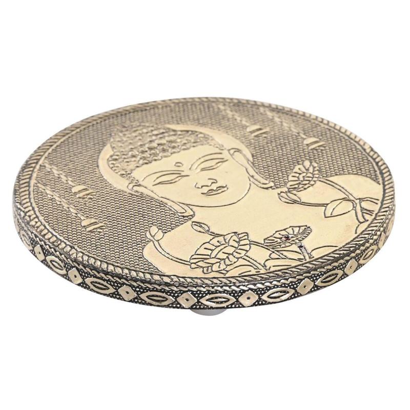 Buddha Holder Ø 10 Cm i Træ og Aluminium - Champagne