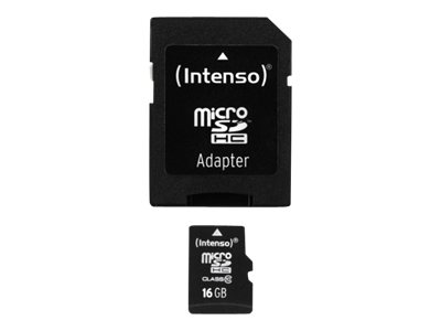Class 10   Flashhukommelseskort (microsdhc Til Sd Adapter Inkluderet)   16 Gb   Class 10   Microsdhc fra Intenso