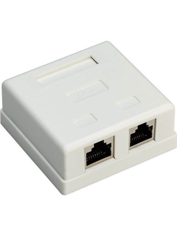 2 Port Rj45 Surface Mount Installation Box Cat 6 Stp White fra Pro
