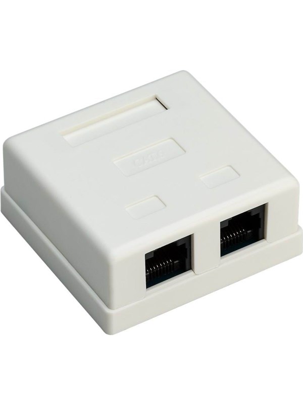 2 Port Rj45 Surface Mount Installation Box Cat 6 Utp White   Hvid   0 Cm fra Pro