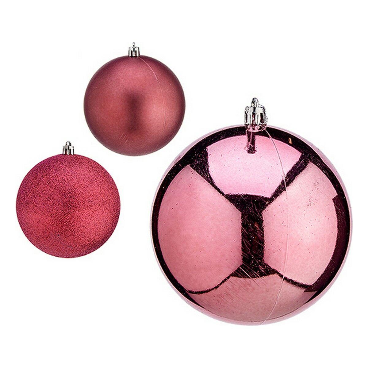 Julekugler ø 10 Cm 6 Enheder Pink Plastik fra Krist+