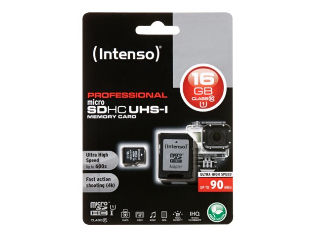 Flashhukommelseskort (microsdhc Til Sd Adapter Inkluderet)   16 Gb   Uhs Class 1   Class10   Microsdhc Uhs I fra Intenso