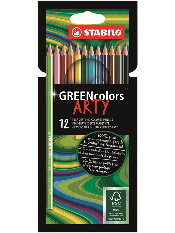 ® Arty Greenfarver Fsc® Mærkede Farve Blyanter,  Sæt Med 12 Penne fra Stabilo