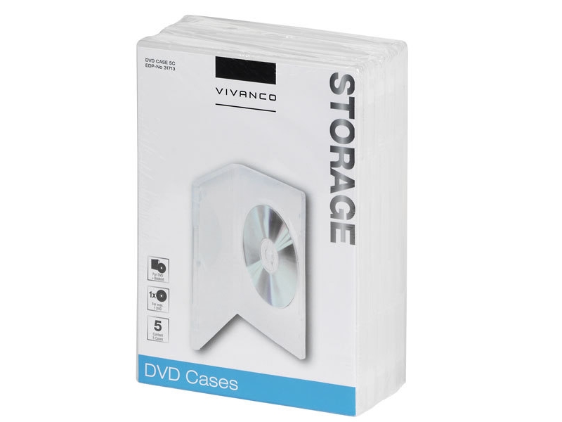 31713, Dvd Boks, 1 Diske, Transparent, 136 Mm, 190 Mm, 73 Mm fra Vivanco