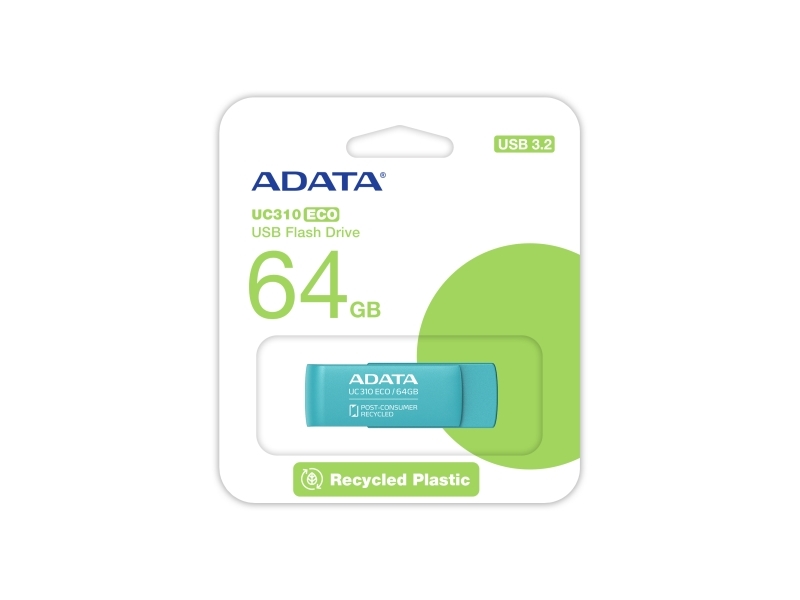 Adata Uc310 Eco, 64 Gb, Usb Type A, 3.2 Gen 1 (3.1 Gen 1), Svirvel, 9 G, Grøn fra A-data Technology