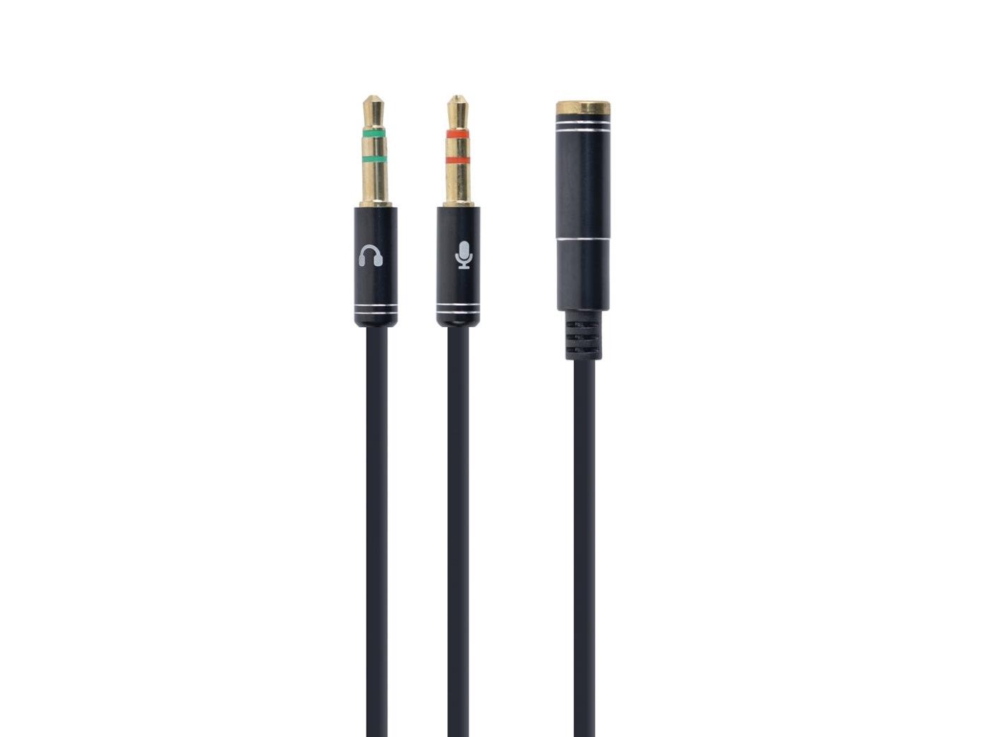 !adapter Audio Stereo 3.5mm Mini Jack 4pin , 3.5mm, Hunstik, 2 X 3.5mm, Hanstik, 0,2 M, Sort fra Gembird