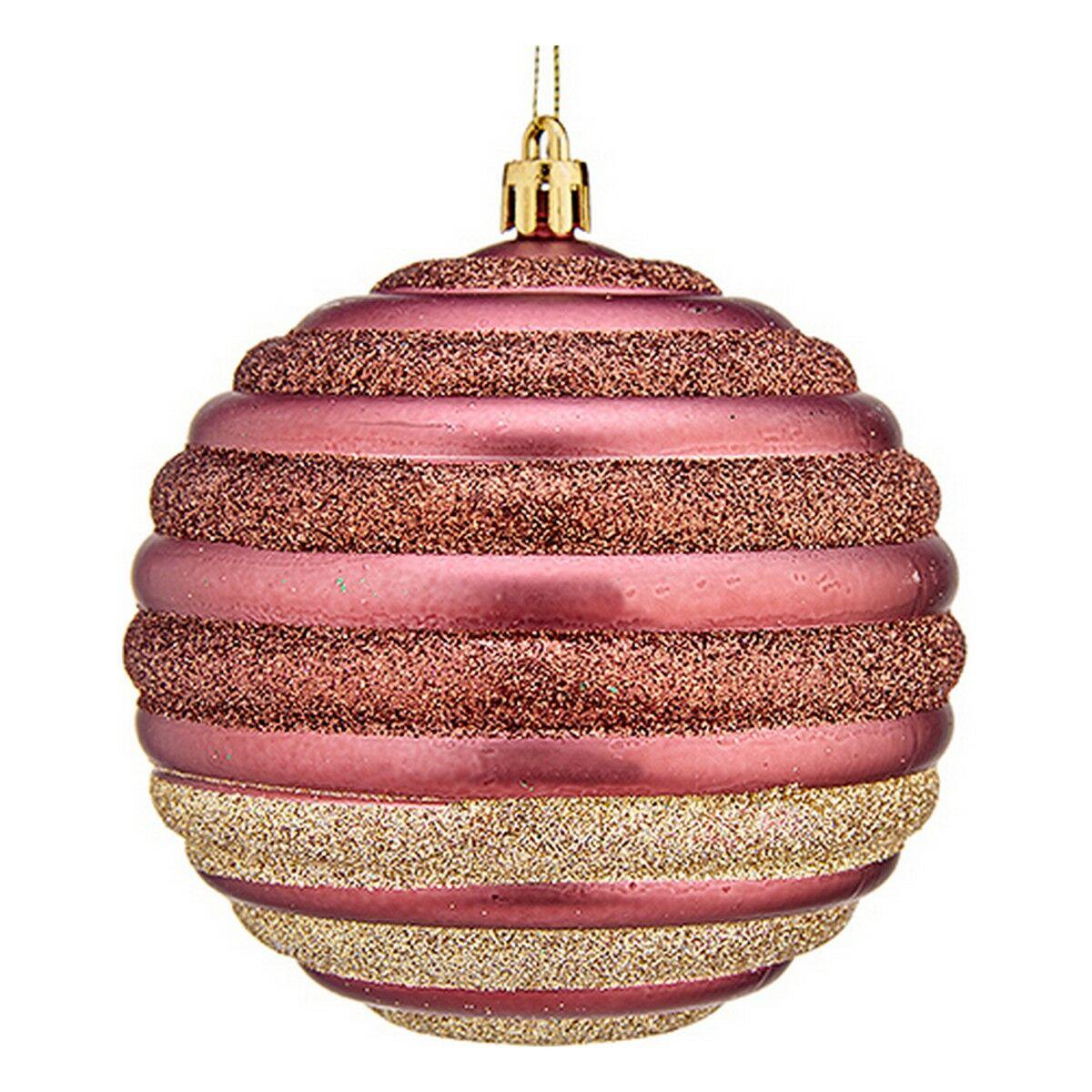 Julekugle ø 10 Cm 6 Enheder Pink Plastik fra Krist+