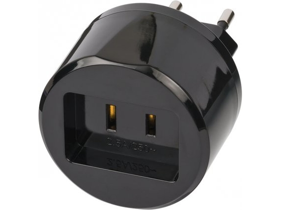 1508500010, Type A, Type C (eurostik), 250 V, 2,5 A, Sort fra Brennenstuhl