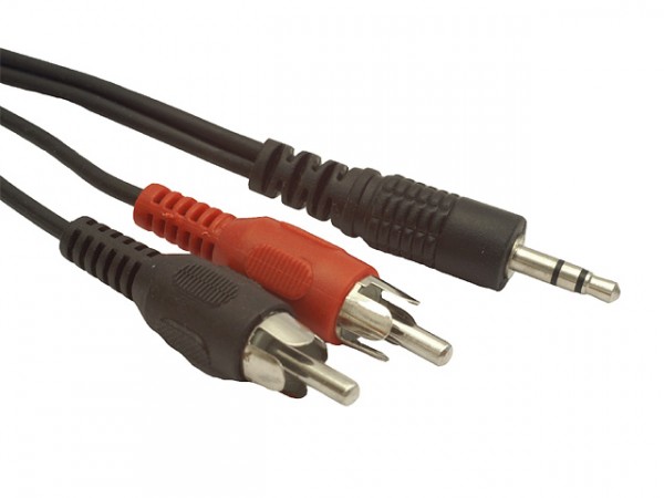 1.5m, 3.5mm 2xrca, M M, 3.5mm, Hanstik, 2 X Rca, Hanstik, 1,5 M, Sort, Rød, Hvid fra Gembird