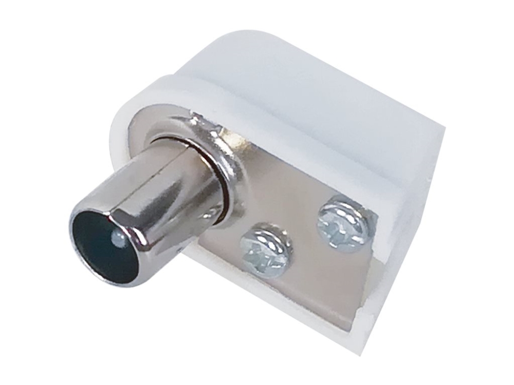 Antenne Konnektor   Iec Connector (9.52mm) Han Vinklet Til Uisoleret Ledning   Koaksial   Hvid fra Deltaco
