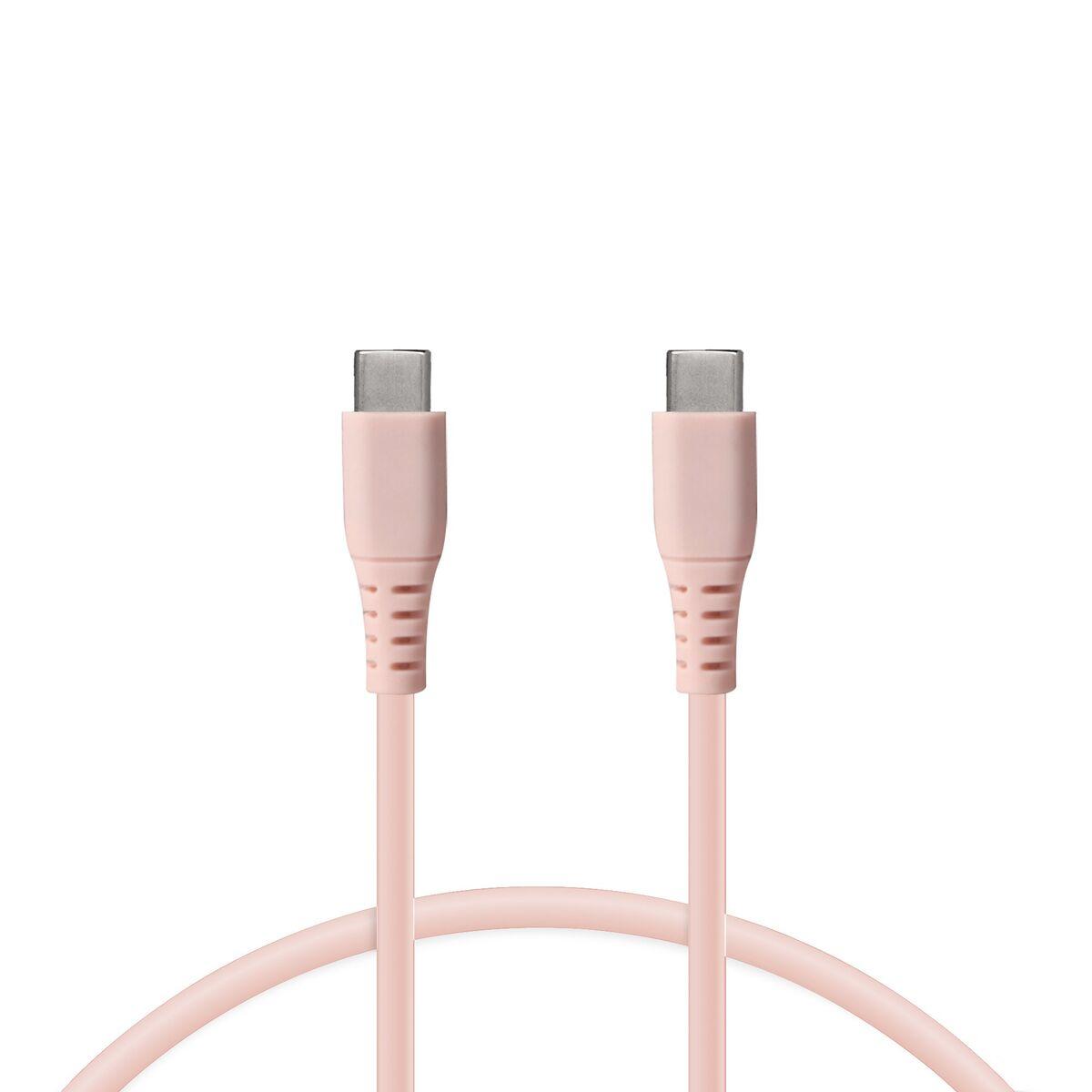 Data   Opladerkabel Med Usb   Pink 1 M fra Ksix