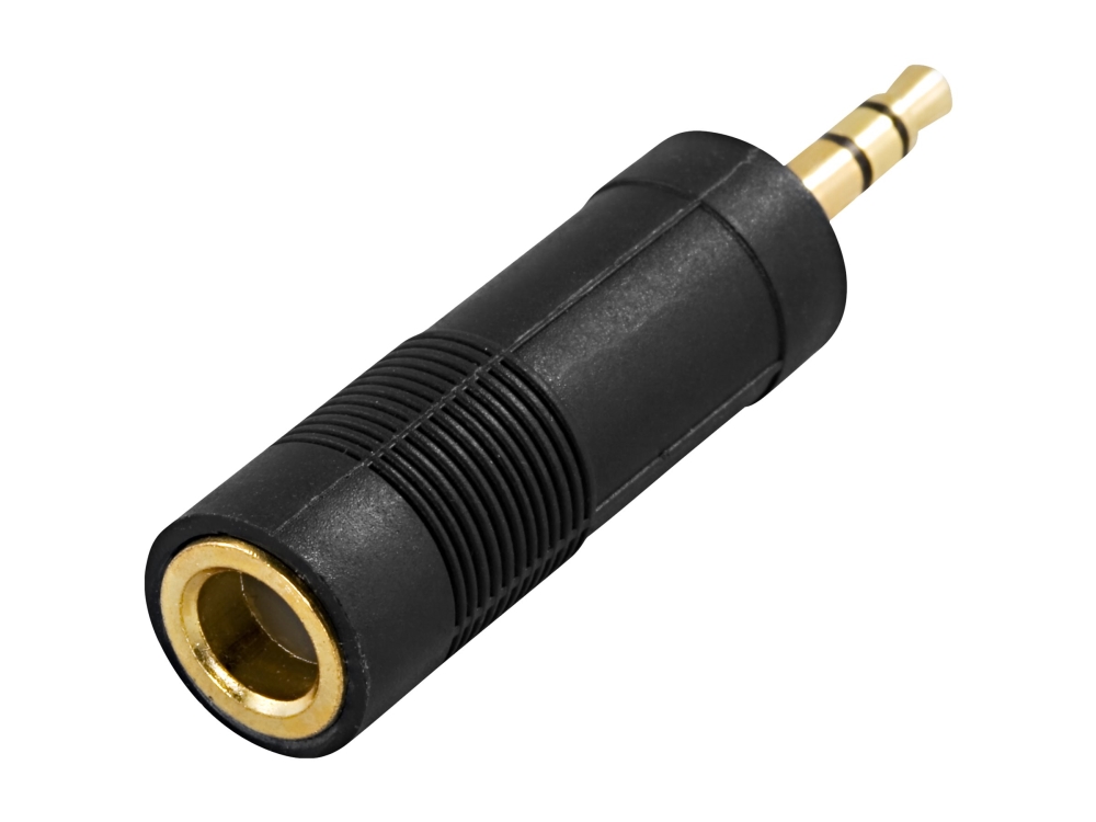 Adapter Til Hovedtelefon   6.35mm Audio Jack Hun Til 3,5 Mm Audiostik Han fra Deltaco