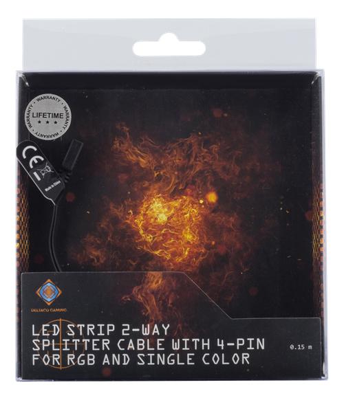 2 Way Led Strip Splitter Kabel  Passiv   4 Pin   15cm   Sort fra Deltaco